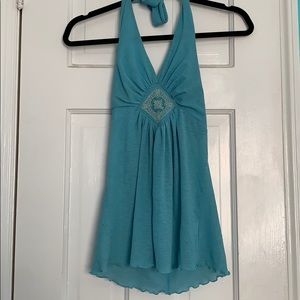 Light blue flowy halter top